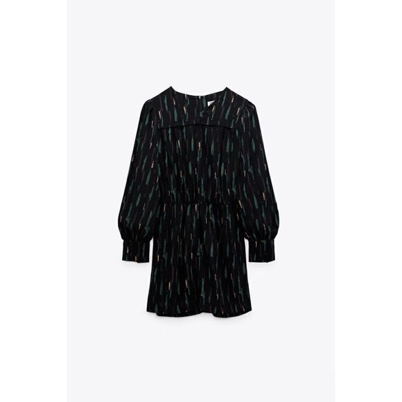 NWT Zara The Gabriela Dress Abstract Printed Long Sleeve Short Mini Dress, Small - Picture 7 of 14